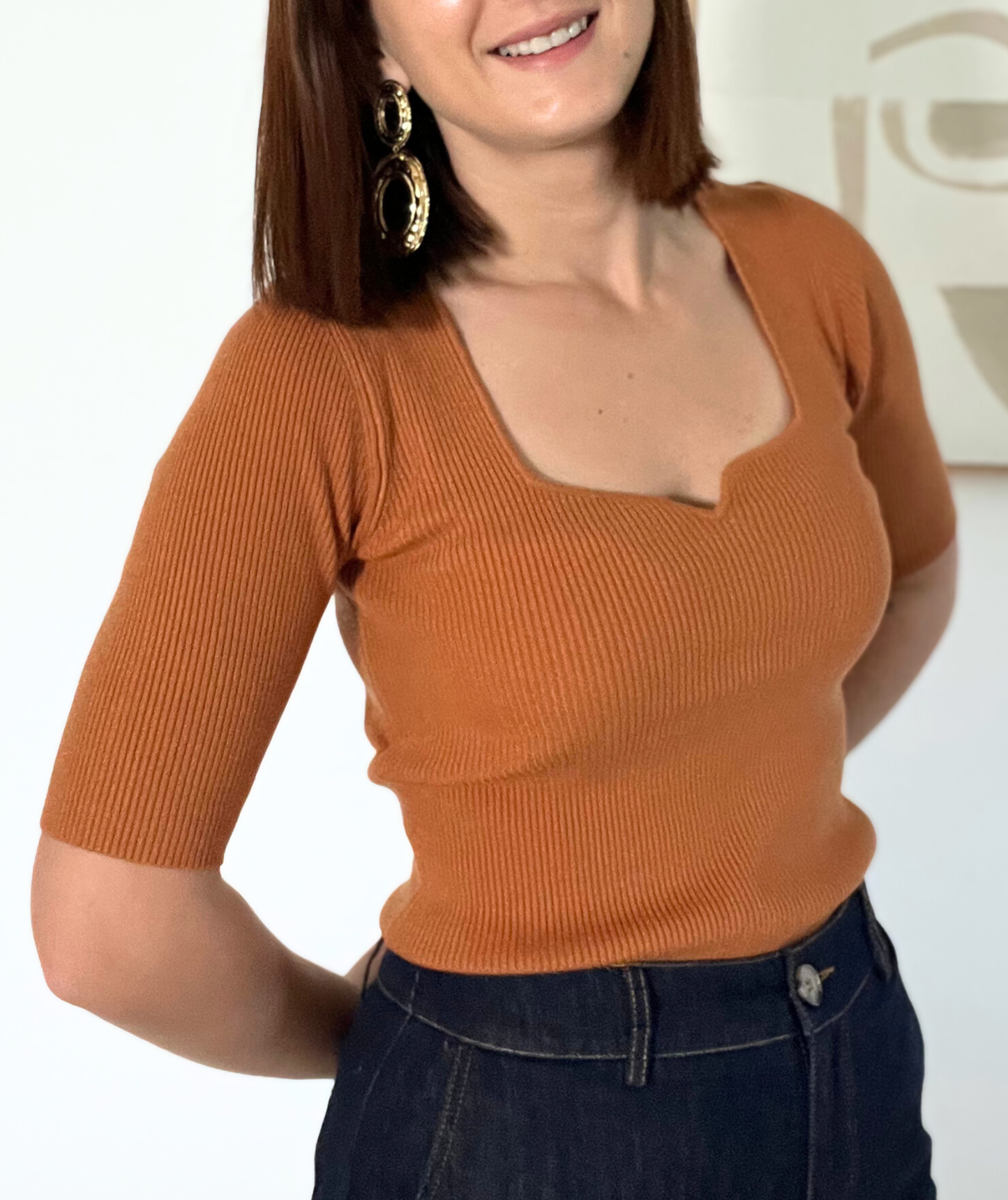 Orlana - Haut côtelé terracotta
