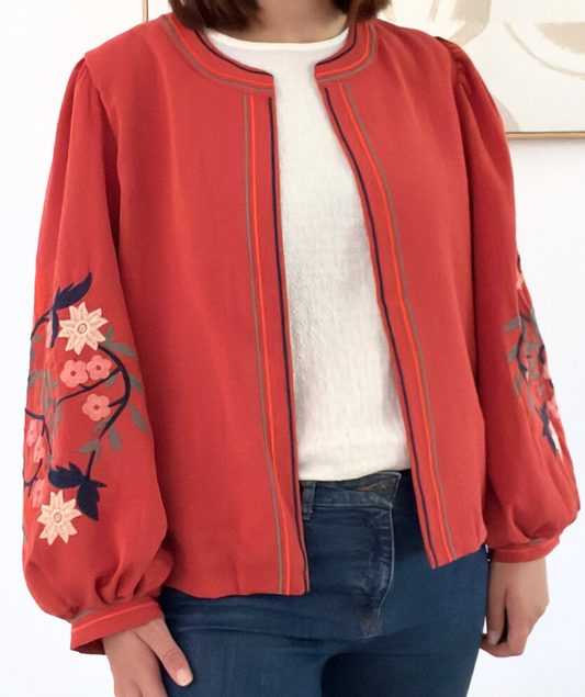 Zelva terracotta - Veste brodée