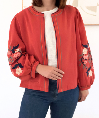 Zelva terracotta - Veste brodée