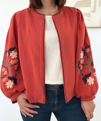 Zelva terracotta - Veste brodée