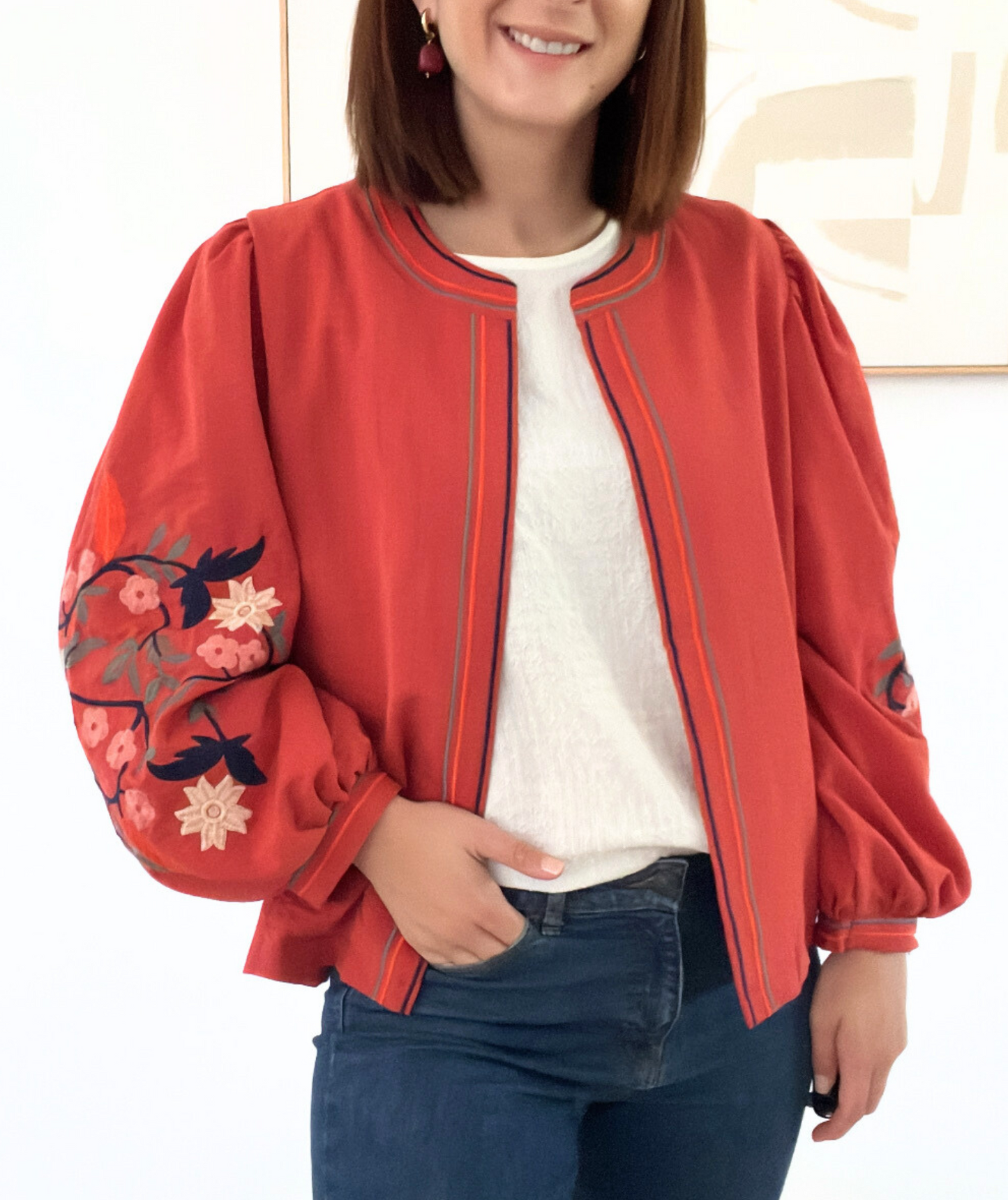 Zelva terracotta - Veste brodée