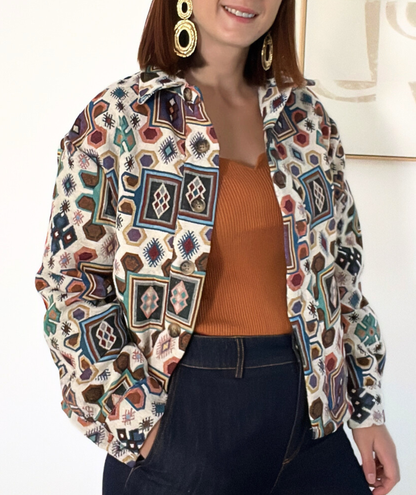 Auréline - Veste colorée à motifs géométrique