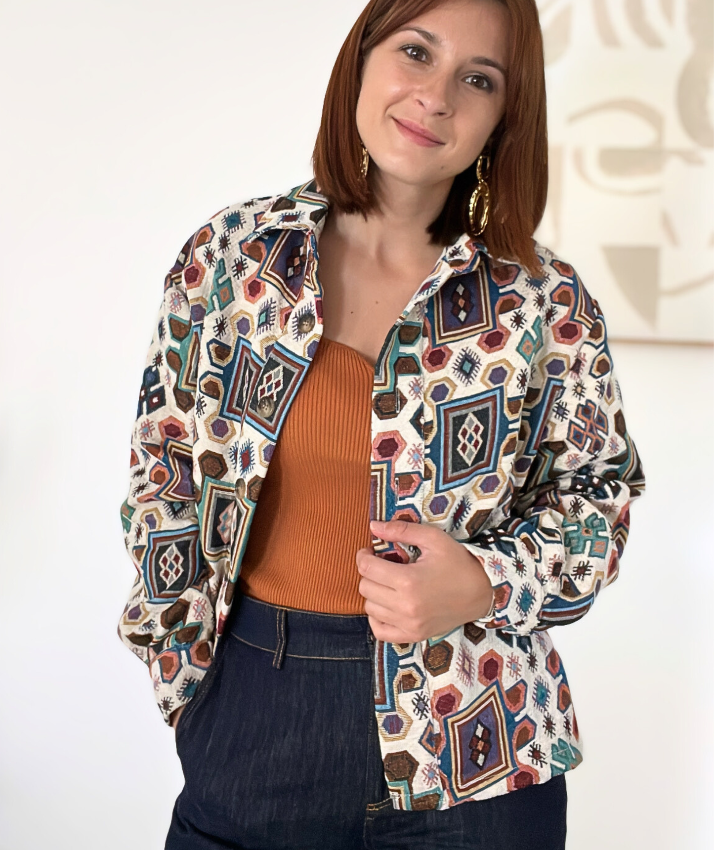 Auréline - Veste colorée à motifs géométrique