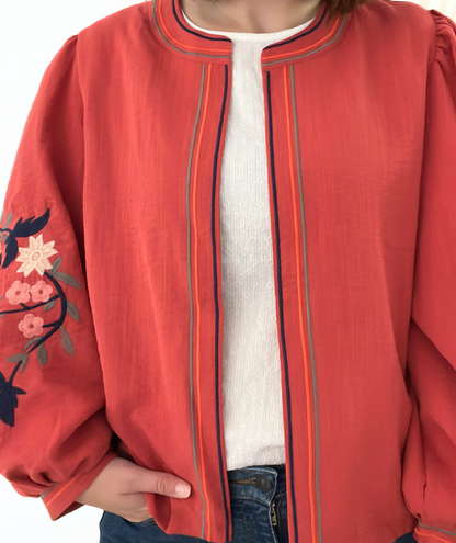 Zelva terracotta - Veste brodée